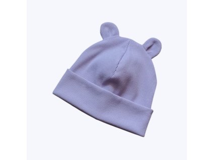 Žebrovaná čepice s oušky LILA