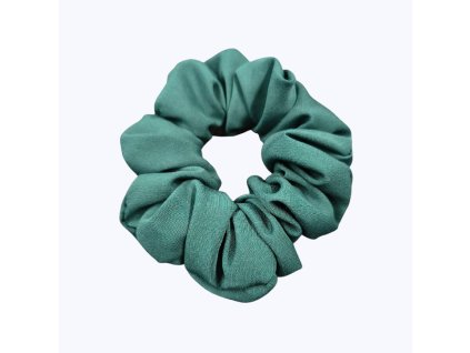 Hedvábná scrunchie gumička LAHVOVĚ ZELENÁ
