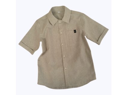 Lněná košile CHAMBRAY SVĚTLE BÉŽOVÁ