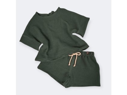 Mušelínový set LAHVOVĚ ZELENÁ