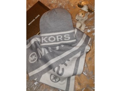 Michael Kors dámská čepice a šála šedá (Velikost one size)
