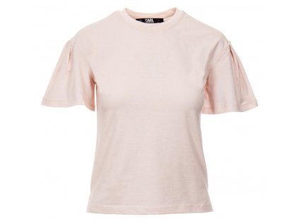 KL148 Karl Lagerfeld dámské tričko Athleisure Puff Sleeve růžové (1)