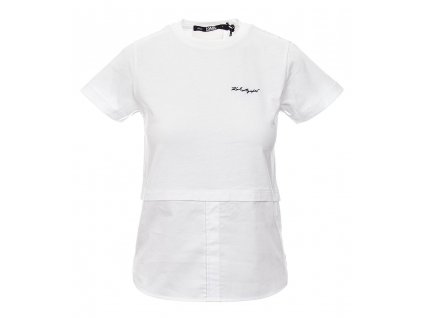 KL132 Karl Lagerfeld dámské tričko Fabric Mix bílé (1)