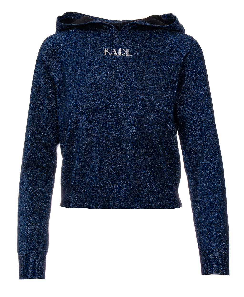 Karl Lagerfeld dámský mikinový svetr s kapucí Sparkle Hooded modrý Velikost: M