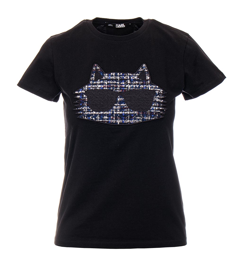 Karl Lagerfeld dámské tričko Boucle Choupette černé Velikost: XS