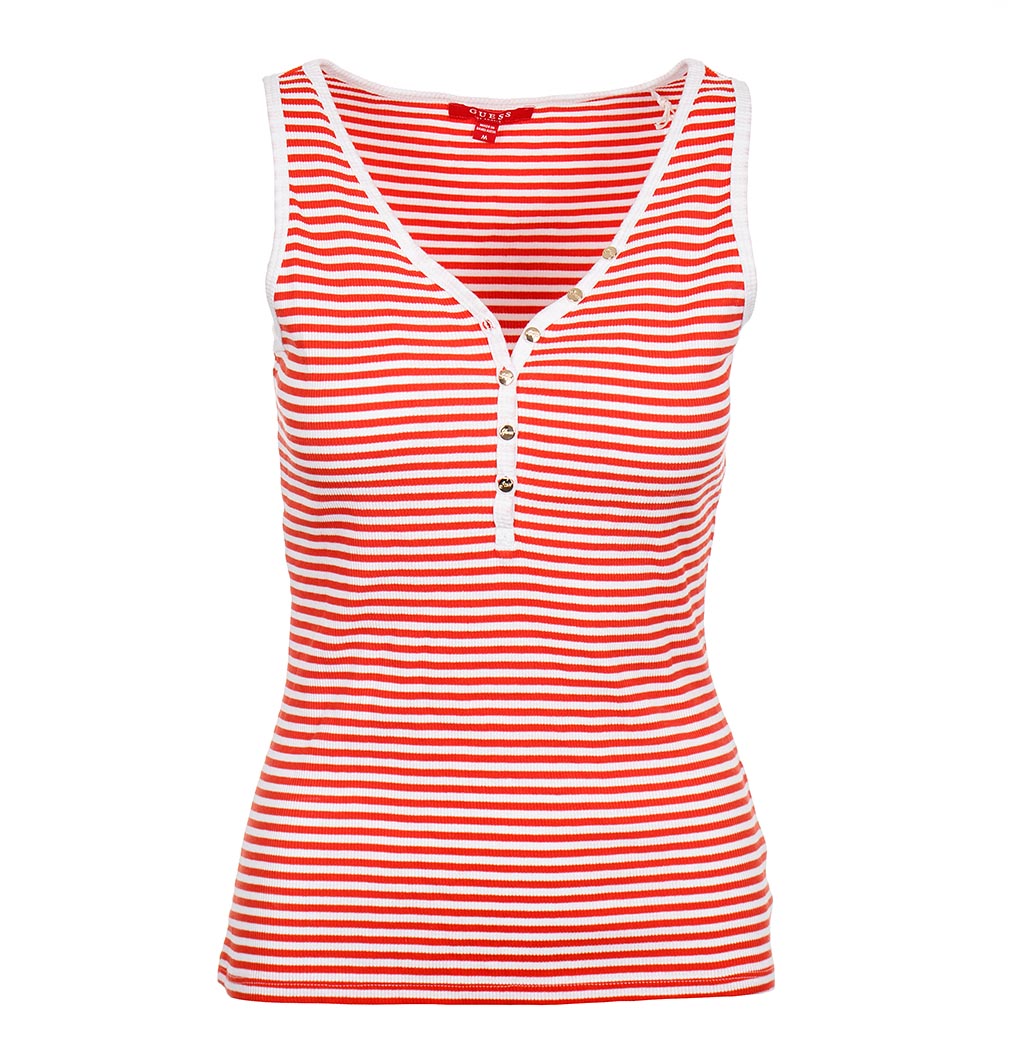 Guess Tilly Tank Top tílko bílé s červenou Velikost: L