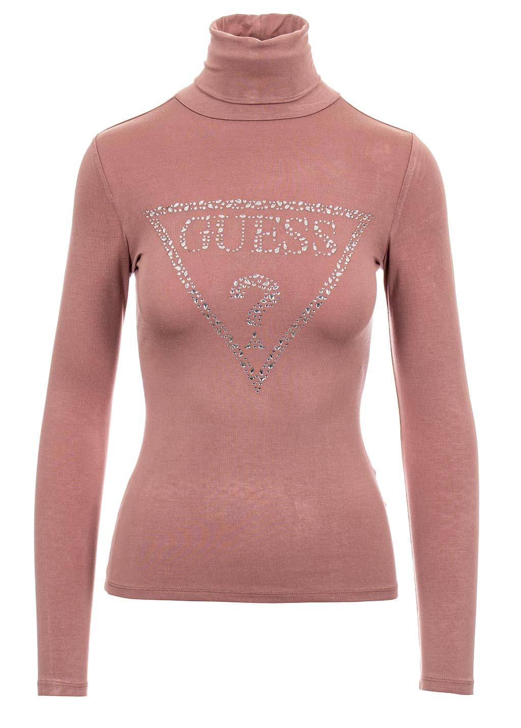 Guess dámské tričko s rolákem Shelly růžový s kamínky Velikost: M