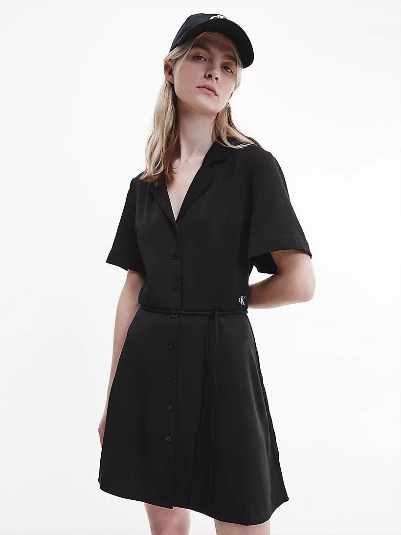 Calvin Klein dámské šaty černé s logem Velikost: XS