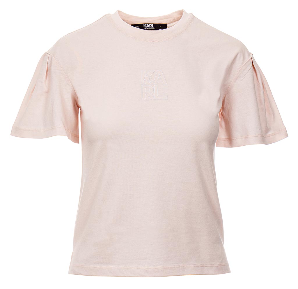 Karl Lagerfeld dámské tričko Athleisure Puff Sleeve růžové Velikost: XL