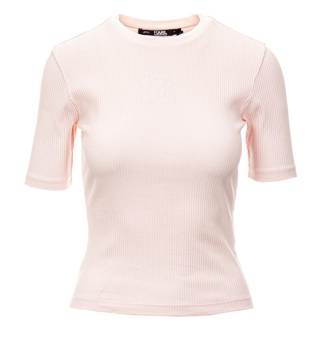 Karl Lagerfeld dámské tričko Athleisure Solid Rib růžové Velikost: L