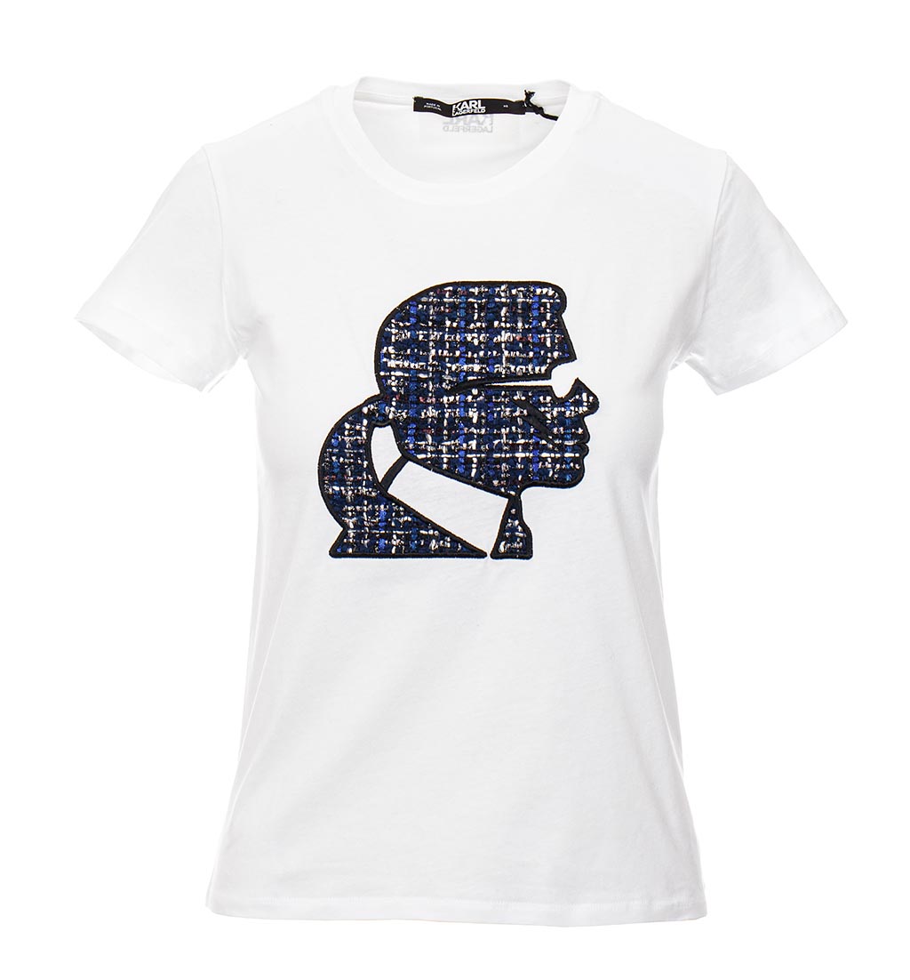 Karl Lagerfeld dámské tričko Boucle Kameo bílé Velikost: S