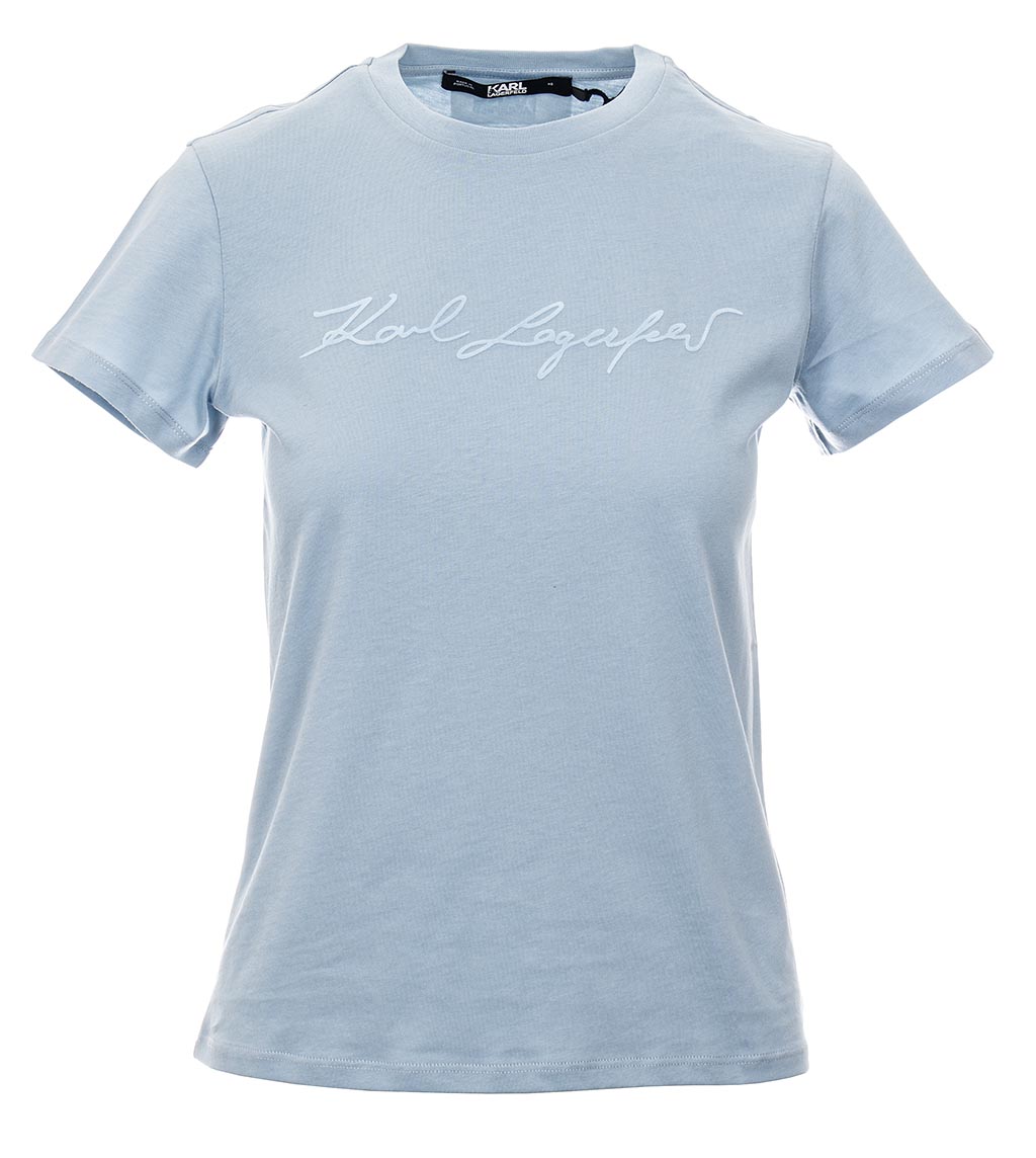 Karl Lagerfeld dámské tričko Signature světle modré Velikost: XL
