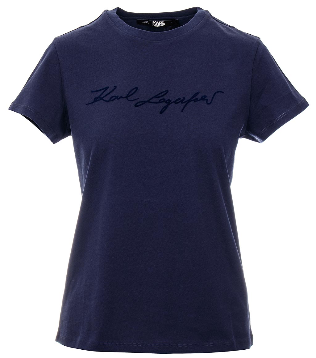 Karl Lagerfeld dámské tričko Signature tmavě modré Velikost: M