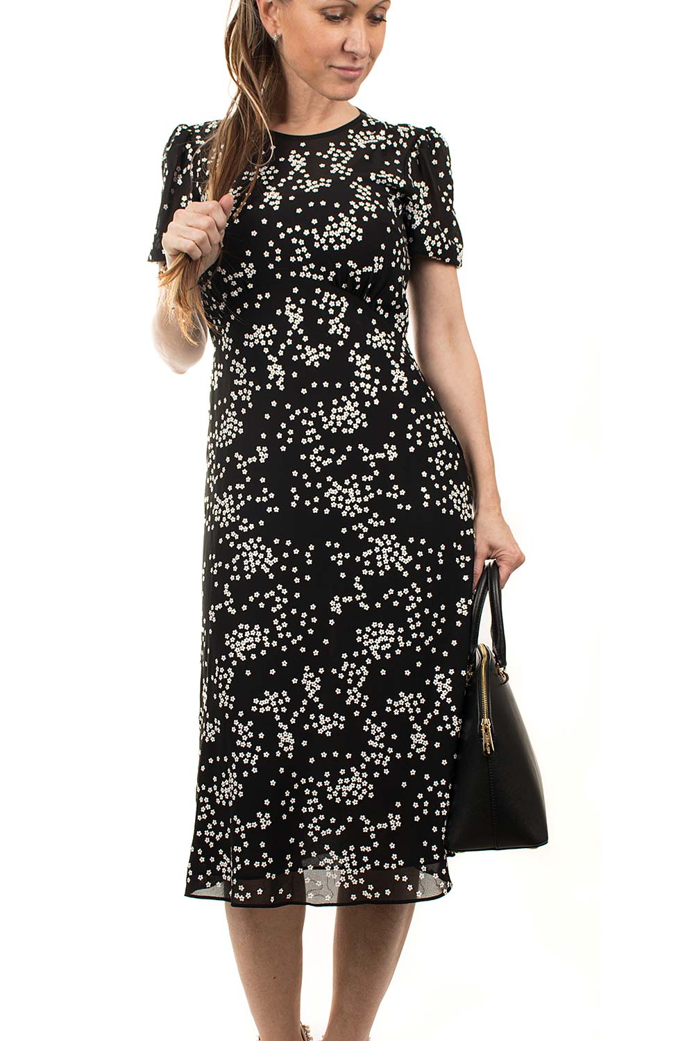 Michael Kors dámské šaty černé s kytičkami Velikost: M
