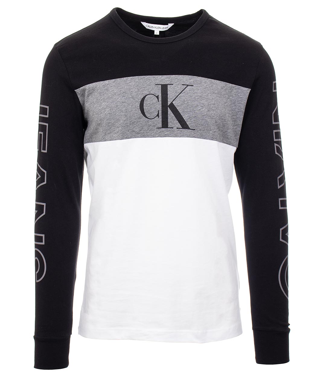 Calvin Klein pánské tričko bílé s černou a šedou Velikost: XXL