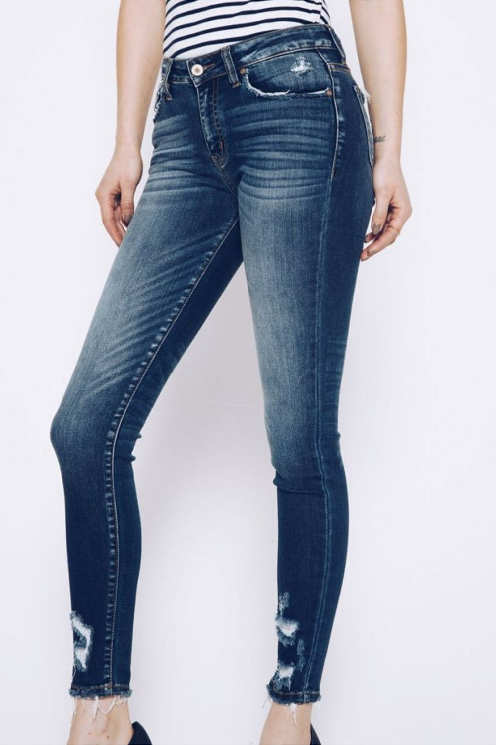 KanCan dámské džíny Distressed Skinny Ankle KC8376D Velikost: EU 24