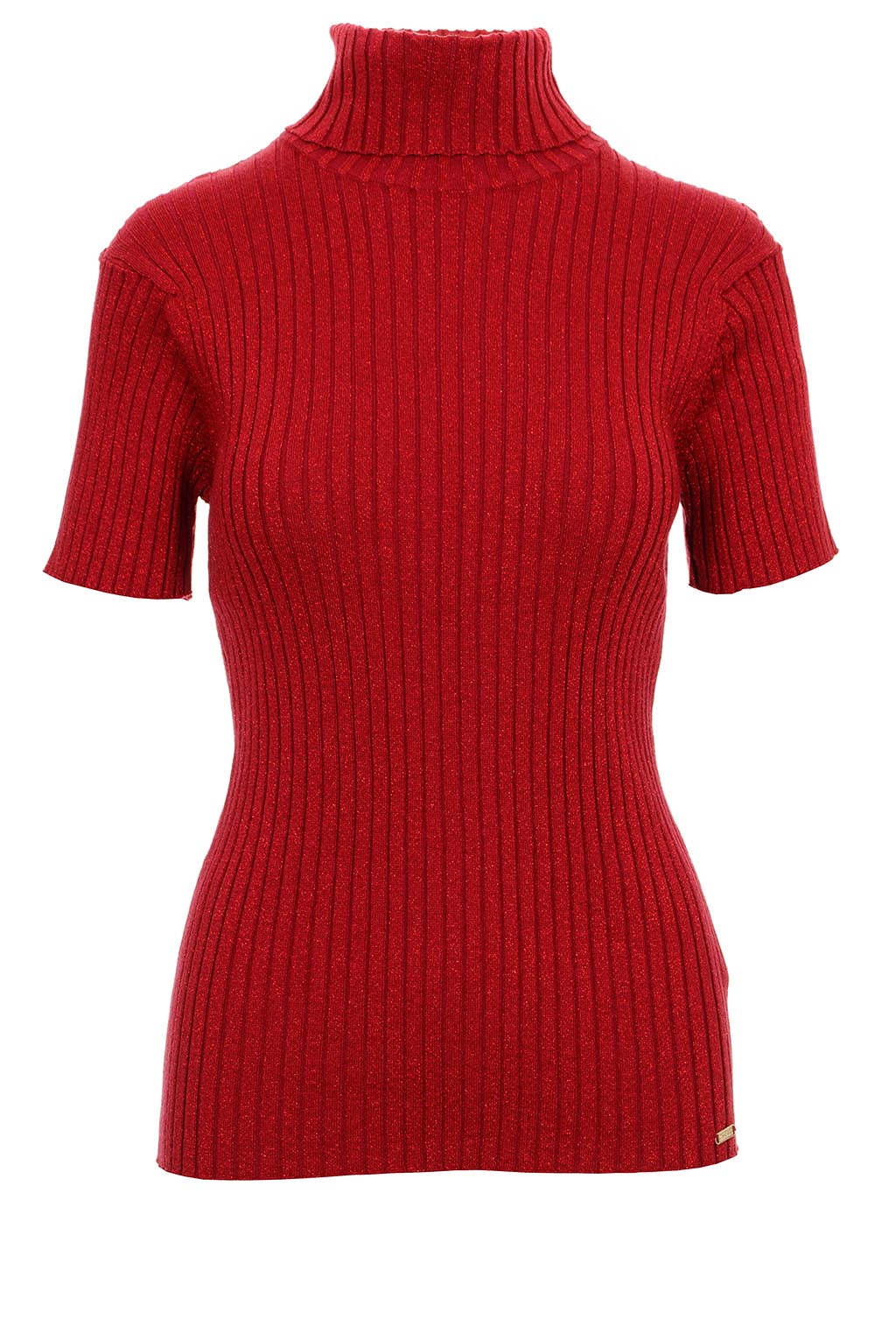 Guess dámské úpletové tričko s rolákem Jolene vínově červené Velikost: XL