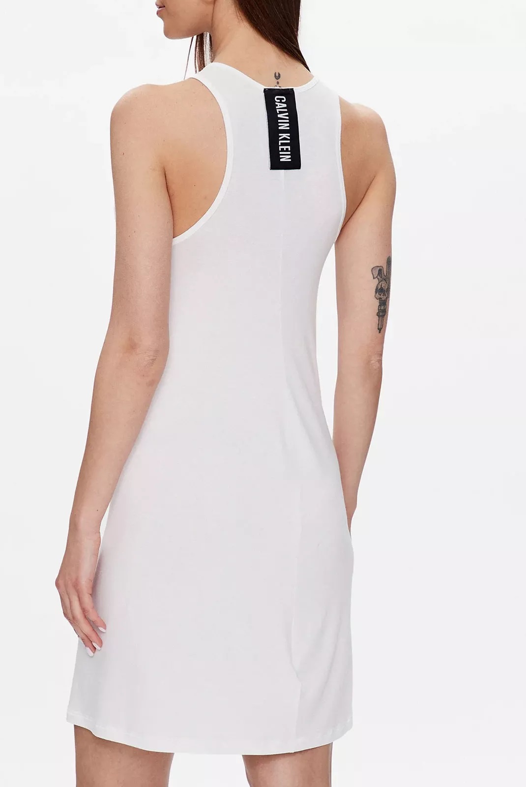Calvin Klein dámské šaty Tank bílé s logem Velikost: S