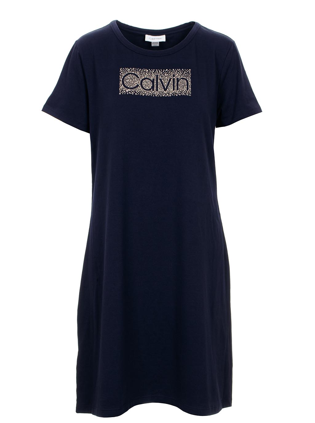 Calvin Klein dámské šaty modré s logem z kamínků Velikost: L