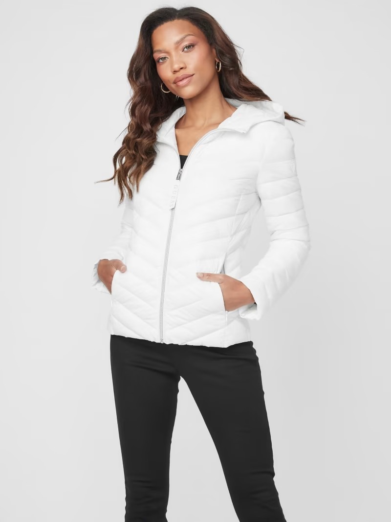Guess dámská přechodová bunda Hebe Packable bílá s kapucí Velikost: M