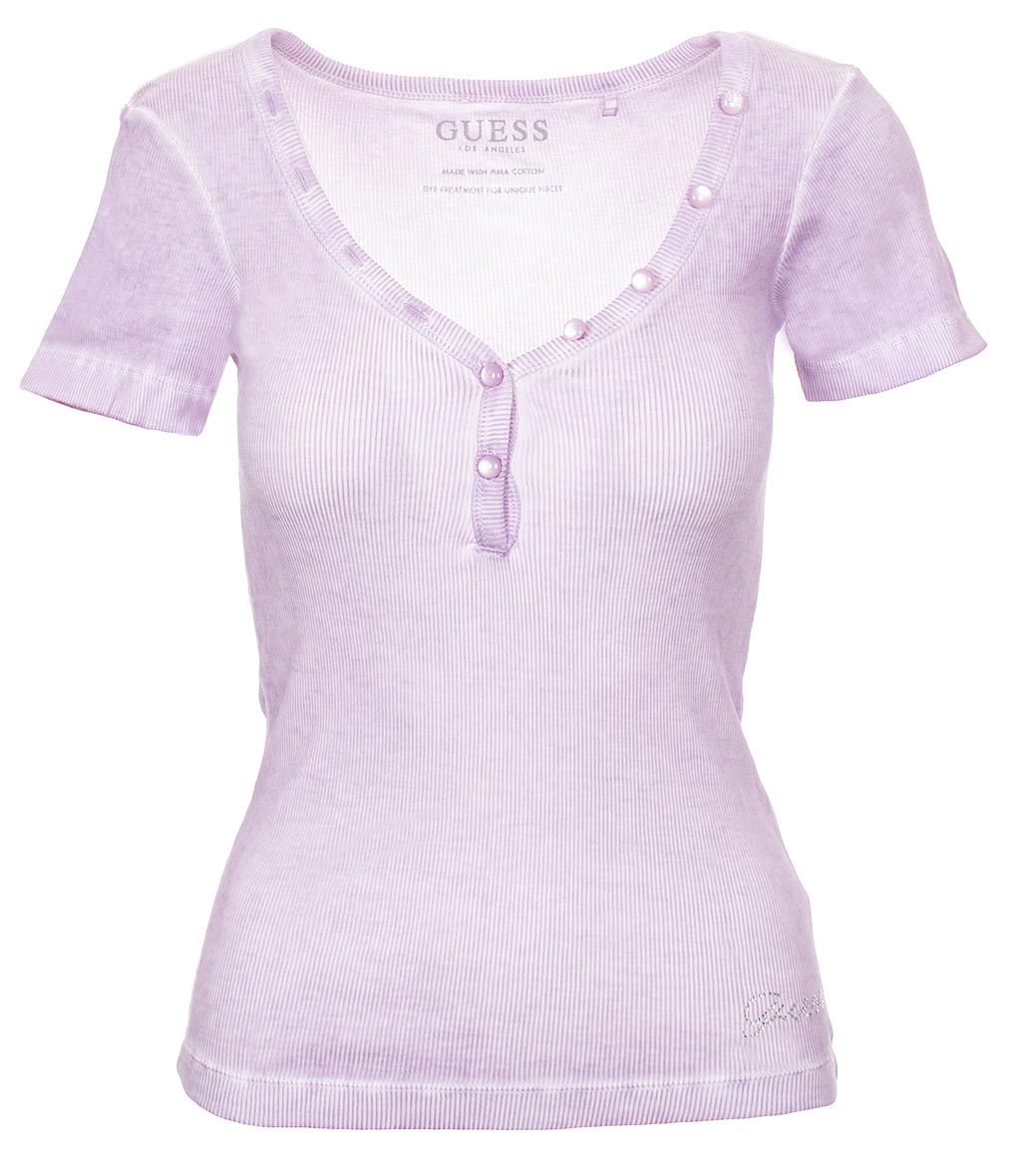 Guess dámské tričko Miranda s logem z Kamínků fialové Velikost: XS