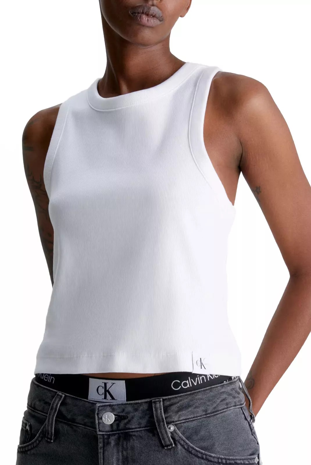 Calvin Klein Jeans dámské tílko bílé s logem Velikost: L