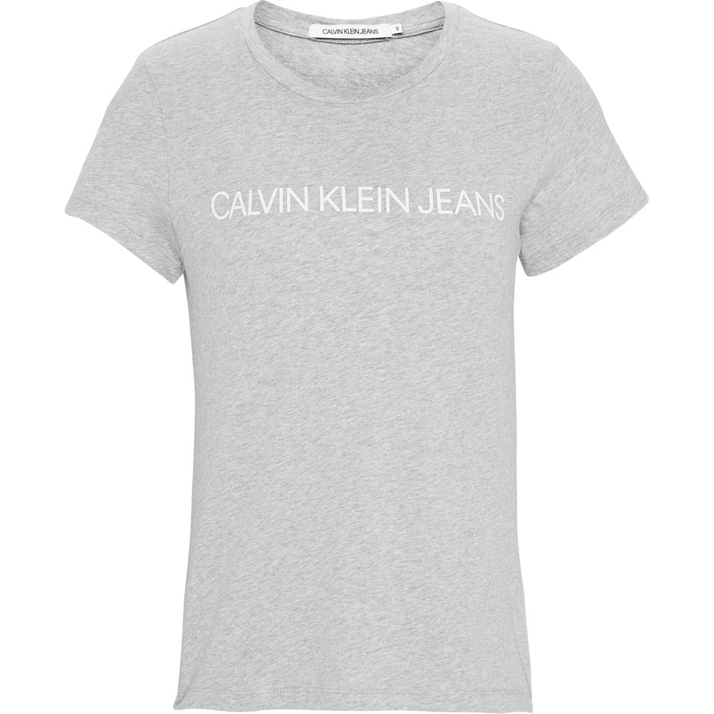 Calvin Klein dámské tričko s logem šedé žíhané Velikost: M