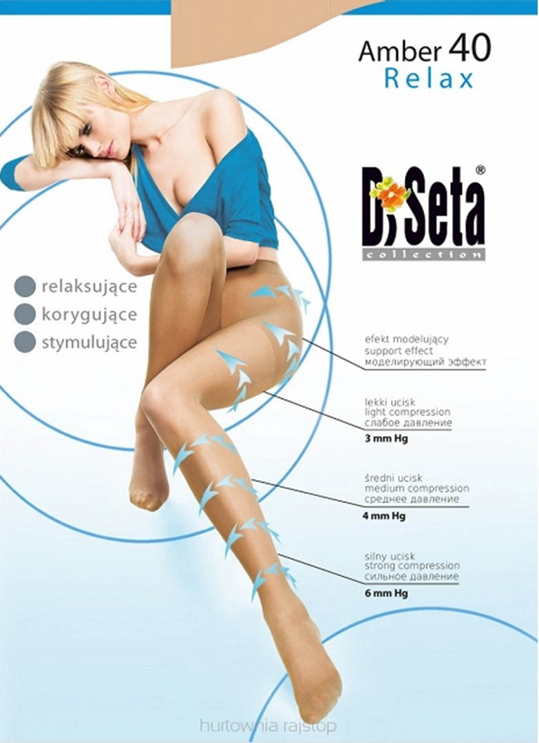 DiSeta Amber 40 DEN punčocháče relaxační s postupný tlakem na nohy hnědé Velikost: M, Barva: Hnědá