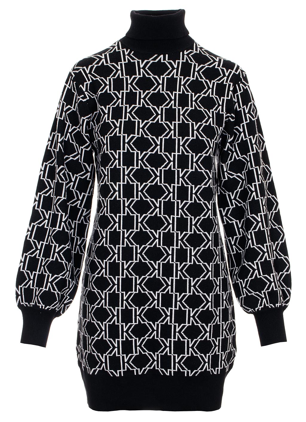 Karl Lagerfeld dámské úpletové šaty Monogram Knit černé s bílou Velikost: XS