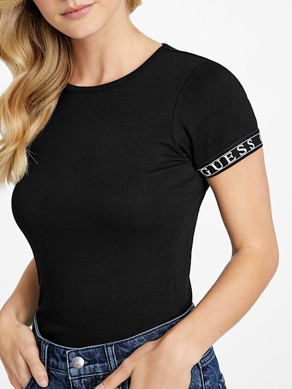Guess dámské tričko Krea černé s logem Velikost: M