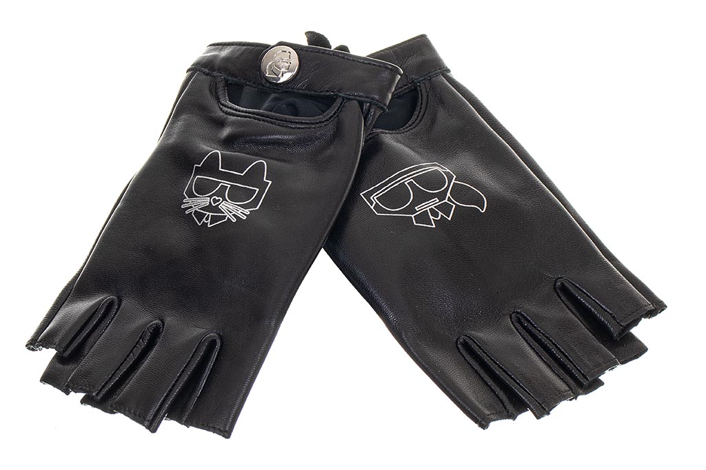 Karl Lagerfeld dámské kožené rukavice Kocktail bez prstů černé Velikost: S/M