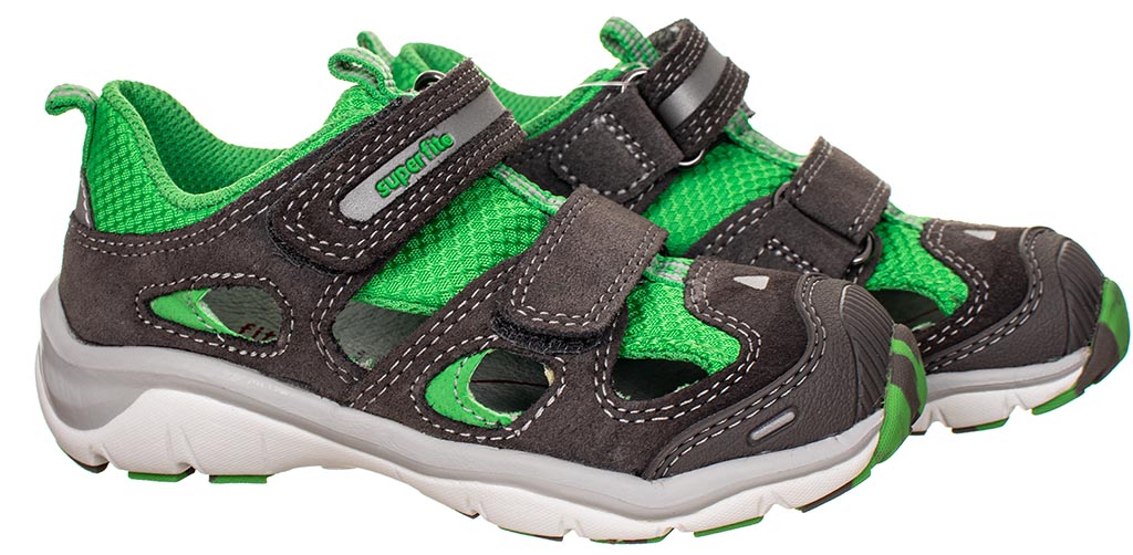 Superfit dětské zdravotní kožené sandály šedé se zelenou Velikost: EU 26