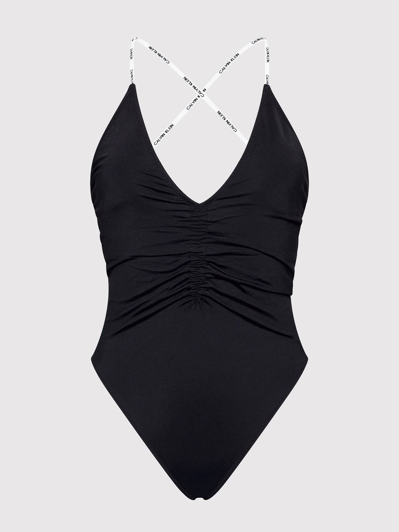 Calvin Klein dámské jednodílné plavky s vyztuženými košíčky černé s logem Velikost: XS