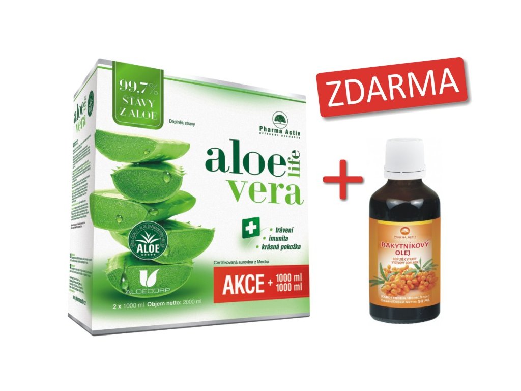 AloeVeraLife 1000ml+1000ml+Rakytníkový olej 50ml ZDARMA