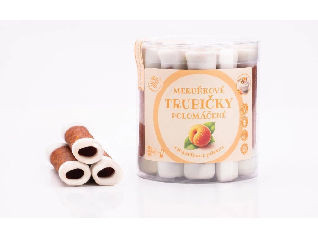 Bioprodukt JT Meruňkové trubičky polomáčené s jogurtovou polevou 18 ks (220 g)