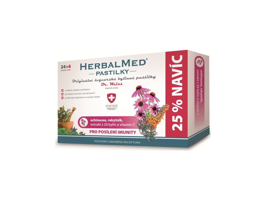 HerbalMed pastilky Dr. Weiss pro posílení imunity 24 pastilek +6 pastilek ZDARMA