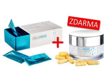 100% bioaktivní mořský kolagen 150 g (30 sáčků) + Vitamín C 500 mg s postupným užíváním 30 kapslí ZDARMA