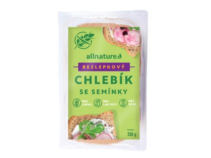 allnature bezlepkovy chlebik se seminky 350 g