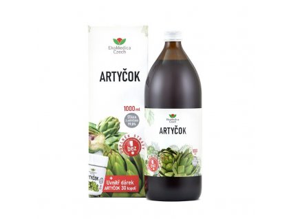 EkoMedica Artyčok - šťáva z artyčoku 99,8% 1000 ml + dárek Artyčok 30 kapslí