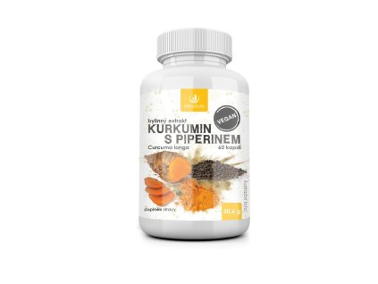 Allnature Kurkumin s piperinem bylinný extrakt 60 kapslí