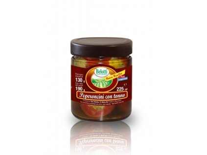 5748 2 belotti chilli papricky s tunakem peperoncini con tonno 225ml