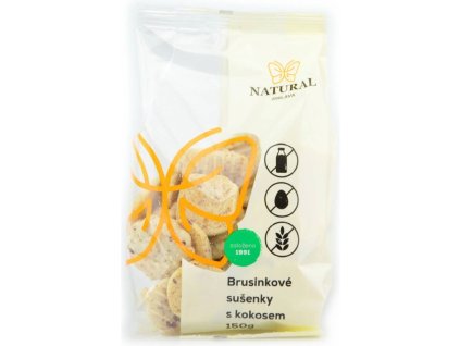 Sušenky brusinkové s kokosem bez lepku, vajec a mléka Natural 150g