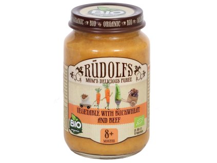 rudolfs bio zelenina s pohankou a hovezim masem 190 g od 8 mesicu