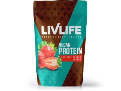 livlife vegan protein s lyofilizovanou jahodou 490 g
