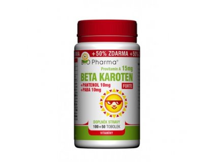 BIO Pharma Beta Karoten Forte 15mg + Pantenol 10mg + PABA 10mg 100 tob. + 50 tob.