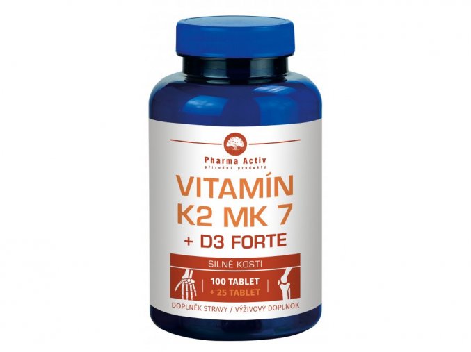 Pharma Activ Vitamín K2 MK7 + D3 FORTE 100 tbl. + 25 tbl. ZDARMA