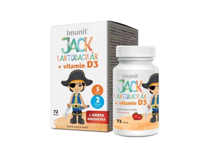 Imunit Laktobacily pro děti Jack Lactobacilák + vitamin D3 72 tbl.