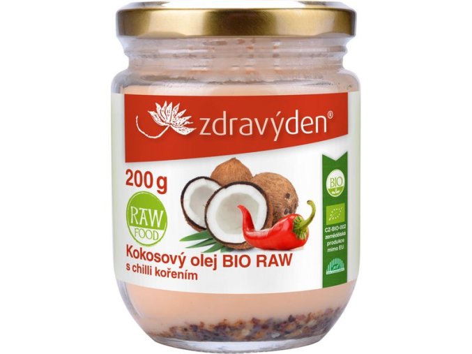 ZdravýDen® Kokosový olej BIO RAW 200ml s chilli