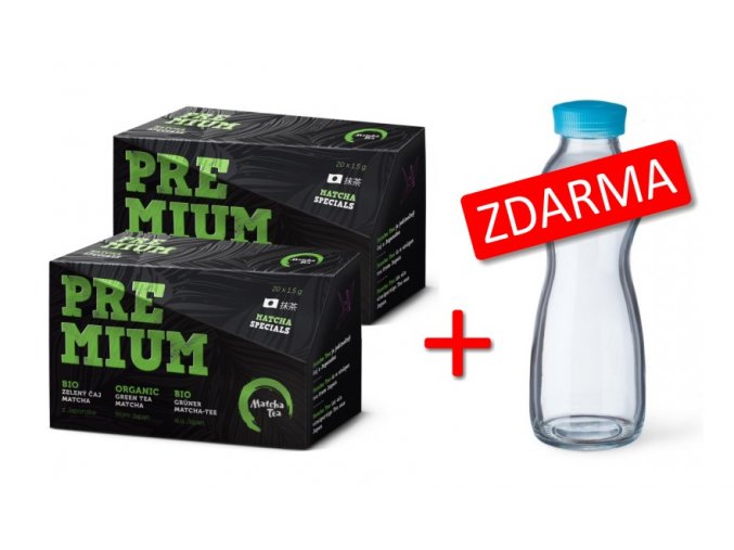 Matcha Tea BIO Premium 40 x 1,5 g + Glass Bottle 500 ml ZDARMA