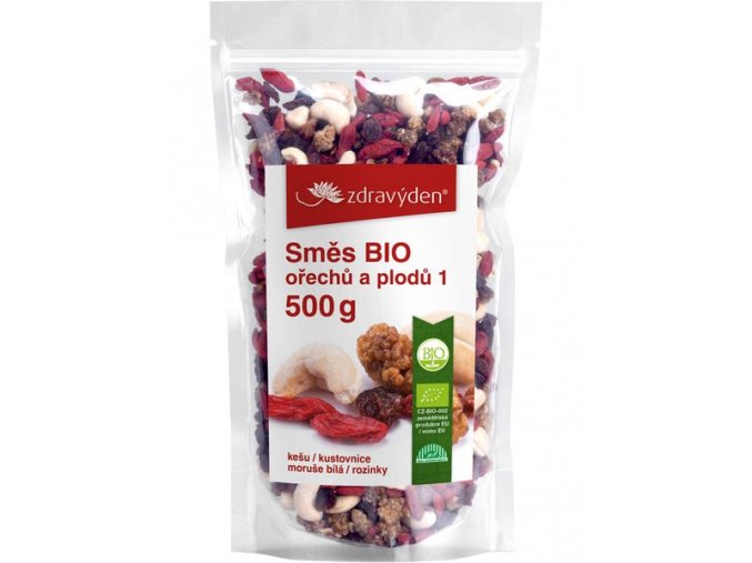 ZdravýDen® BIO Směs ořechů a plodů (kešu, rozinky, kustovnice, moruše) 500 g